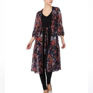 NWT Dex Black Tape Floral Paisley Kimono